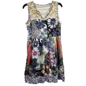Vintage Gioia Fashion Womens Dress Large Multi Floral Sleeveless BOHO Beach